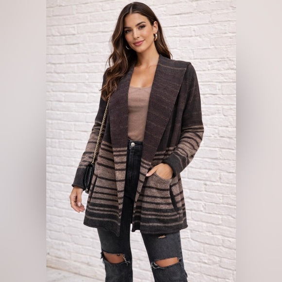 Cynthia Rowley Sweaters - Cynthia Rowley Womens Medium Cardigan Sweater Open Front Wool Blend Brown xs